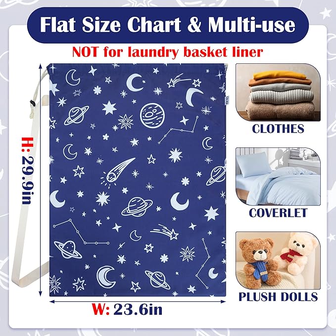 Canvas Laundry Bag with shoulder Strap 24"W x 29"H, Large Drawstring Dirty