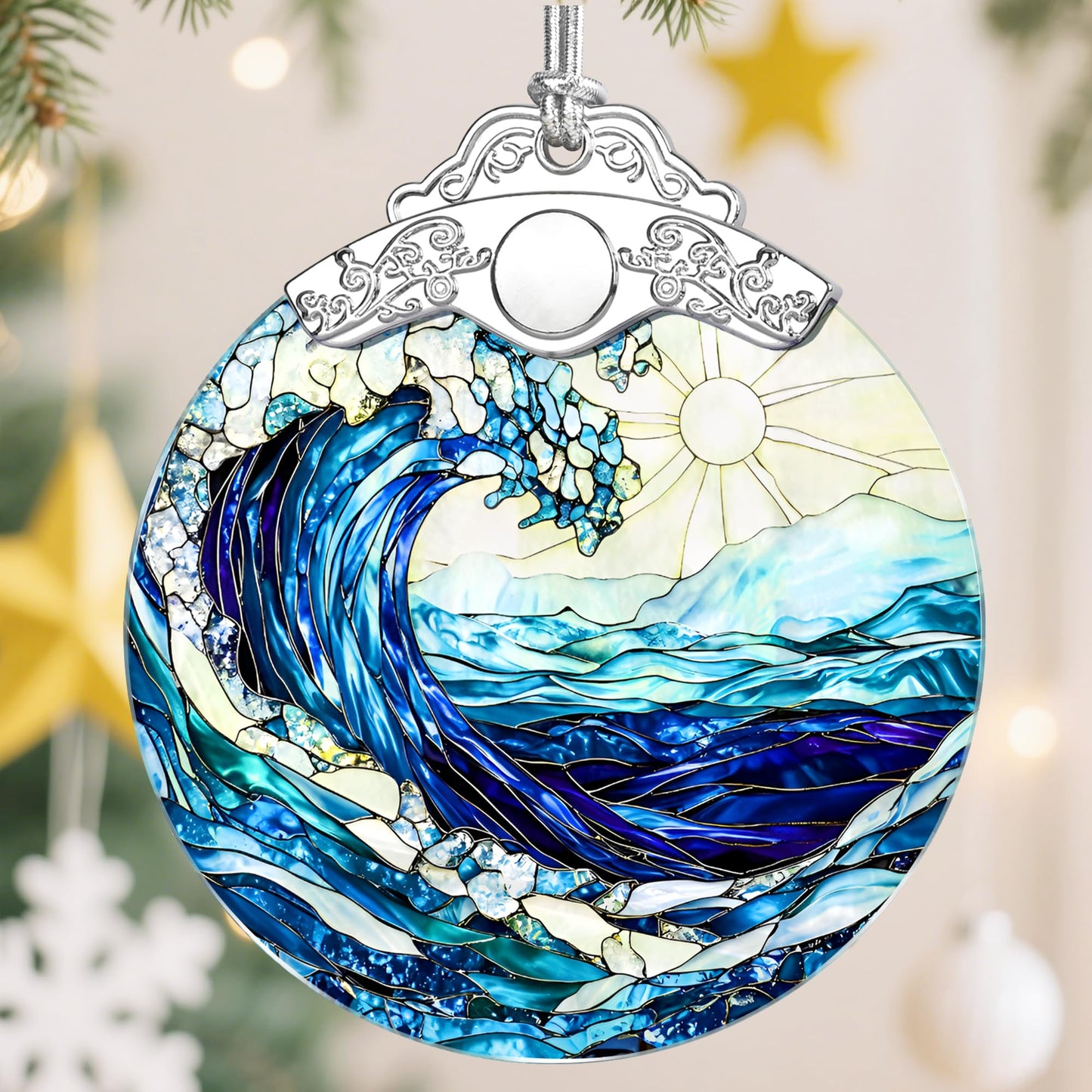 Christmas Ornaments, Christmas Tree Decorations, Keepsake Ornaments, Holiday Decor, Holiday & Xmas Gifts, Gifts for Ocean Lovers & Nature Lovers - Ocean Waves-Theme ﻿