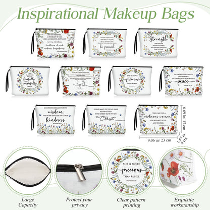 Kacctyen 20 Sets Christian Mother's Day Makeup Bag Bulk Christian Gift for Mother Religious Pocket Compact Mirror Inspirational Bible Cosmetic Bag with Zipper for Women Mom Church Member (Wildflower)