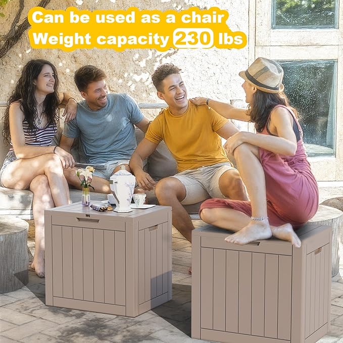 32 Gallon Outdoor Storage Box - Deck Box Container for Patio, Pool, and Garden-Waterproof and UV Resistant Resin,Lockable (Grey)