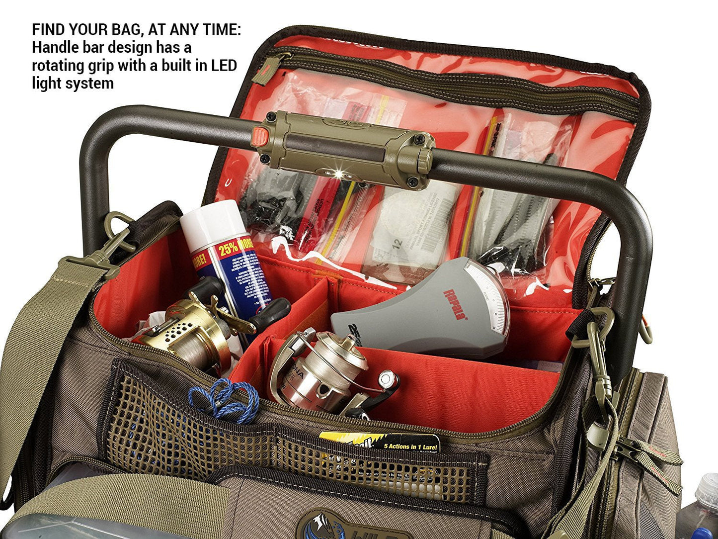 Wild River by CLC Custom Leathercraft WT3702 Tackle Tek Frontier Lighted Handle Bar Fishing Tackle Bag, 5 PT3700 Trays