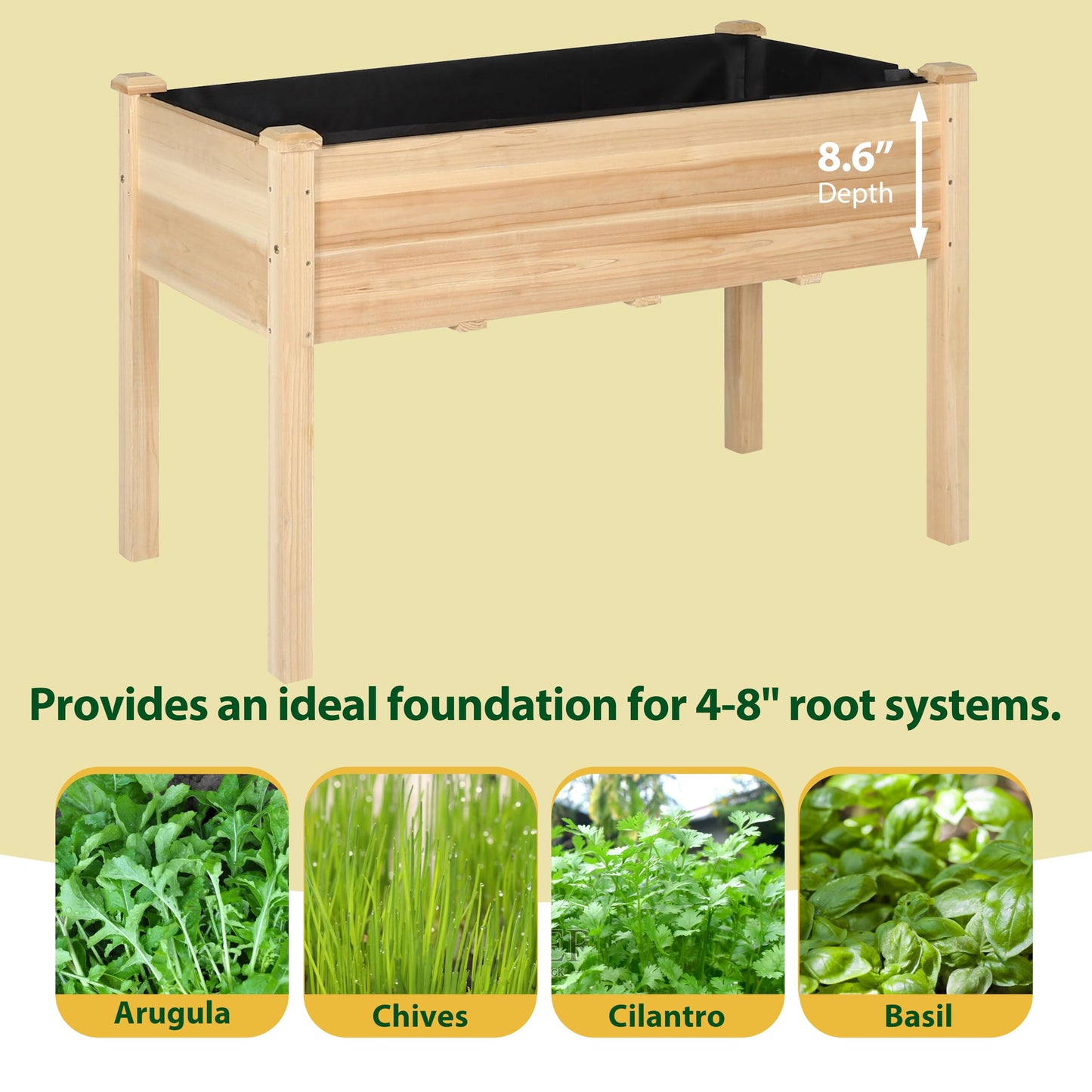 MUPATER 4x2FT Raised Garden Bed, Elevated Planter Box with Drainage Holes, Raised Garden Beds Outdoor with Legs for Herbs and Vegetables, Outdoor and Indoor, Natural Wood