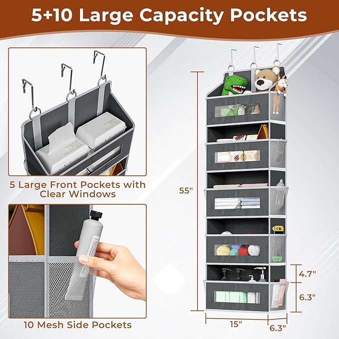 3 Packs 5-Tier Over the Door Storage Organizer