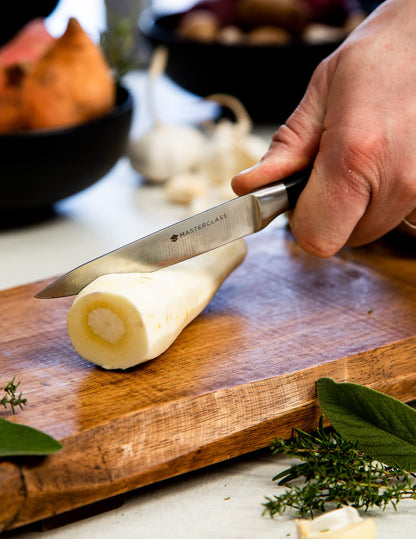 MasterClass Utility Knife, Edgekeeper Small Kitchen Knife Stainless Steel Self-Sharpening, 11.5cm (4.5"), Clam Packed, Black