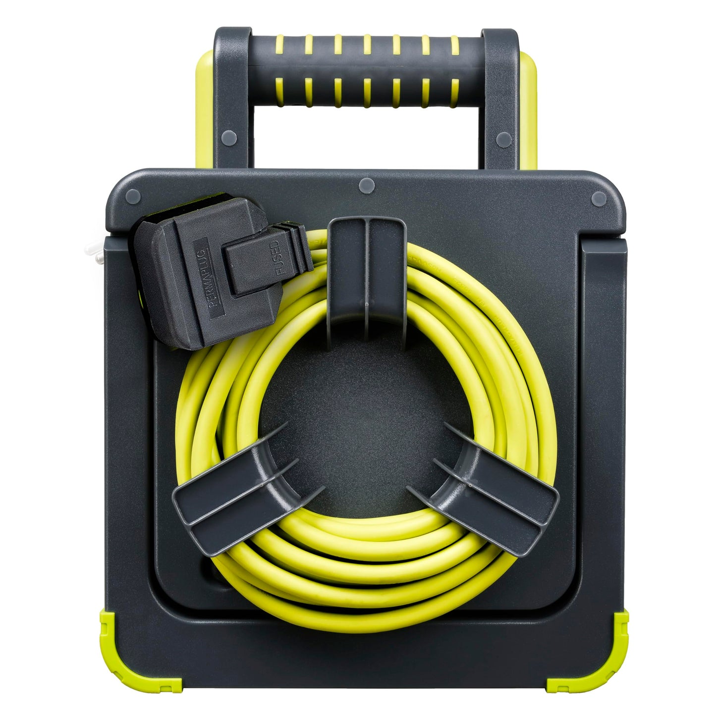 Masterplug WLU05134SL-PX Pro-XT Four Socket LED Work Light Extension Reel with Fold Out Stand, Thermal Cut Out and Power Switch, 5 metre High Visibility Cable, 13 Amp, Grey, 28.35 cm*9.1 cm*22.0 cm