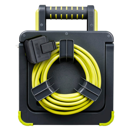 Masterplug WLU05134SL-PX Pro-XT Four Socket LED Work Light Extension Reel with Fold Out Stand, Thermal Cut Out and Power Switch, 5 metre High Visibility Cable, 13 Amp, Grey, 28.35 cm*9.1 cm*22.0 cm