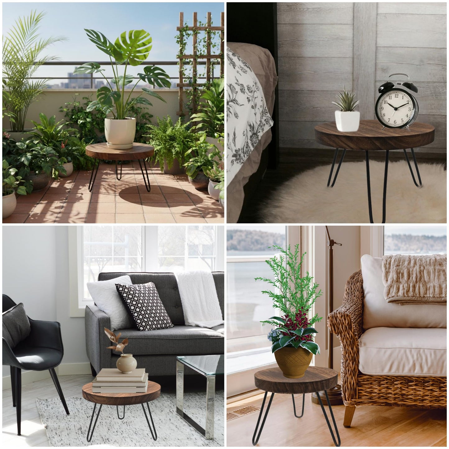 FESTLOVE Wood Plant Stand Indoor Outdoor, 10'' Wooden Planter Stands Fit 5-12 Inch Pot, Plant Stool Flower Pot Stand Gardening Display Pedestals for Decor Living Room Balcony, Office, Patio