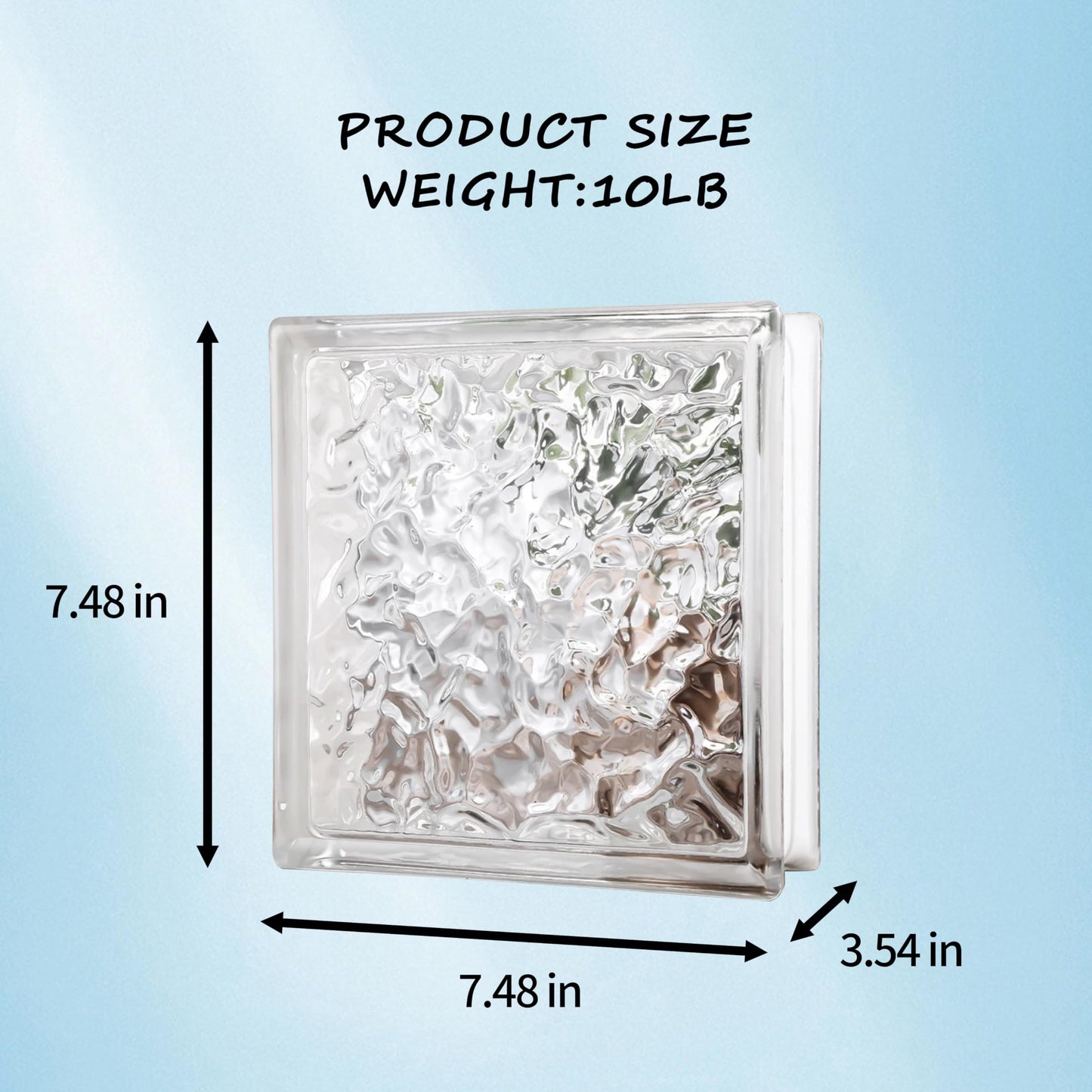 4 Pack-7.48"x7.48"x3.54" High Transparency ice Crystal Patterned Square Hollow Glass Brick - Used in Building Fields Such as Restaurant partitions,bathrooms,as Well as for DIY Lighting fixtures etc