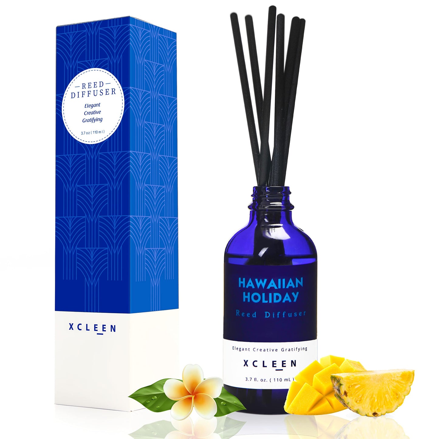 Reed Diffusers Set, 3.7 Oz Scent Diffuser, 6 Reed Diffuser Sticks, Home Fragrance Hyacinth, Peony & Citrus, Aromatherapy Oil Diffuser Reeds, More Masculine Scent, Bathroom & Office Decor 110ml