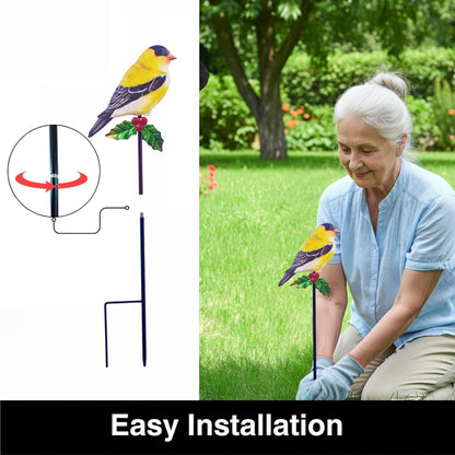 VividLadybug Metal Cardinal Garden Stakes 5 Pack Outdoor Yard Art, Outside Decor for Yard,Garden, Patio Decorations - Bird Lover Gifts