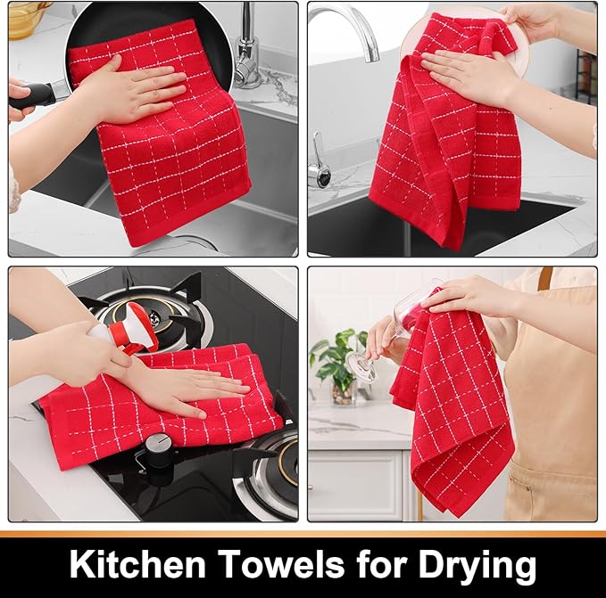 Mordimy 100% Cotton Terrycloth Kitchen Towels and Dishcloths Sets, Soft and