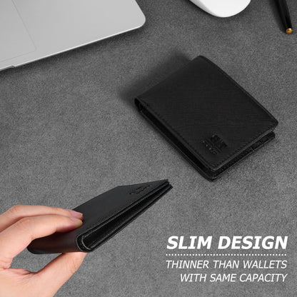 Gostwo Slim Wallet for Men Minimalist Leather ID Window Front Pocket Bifold Wallet