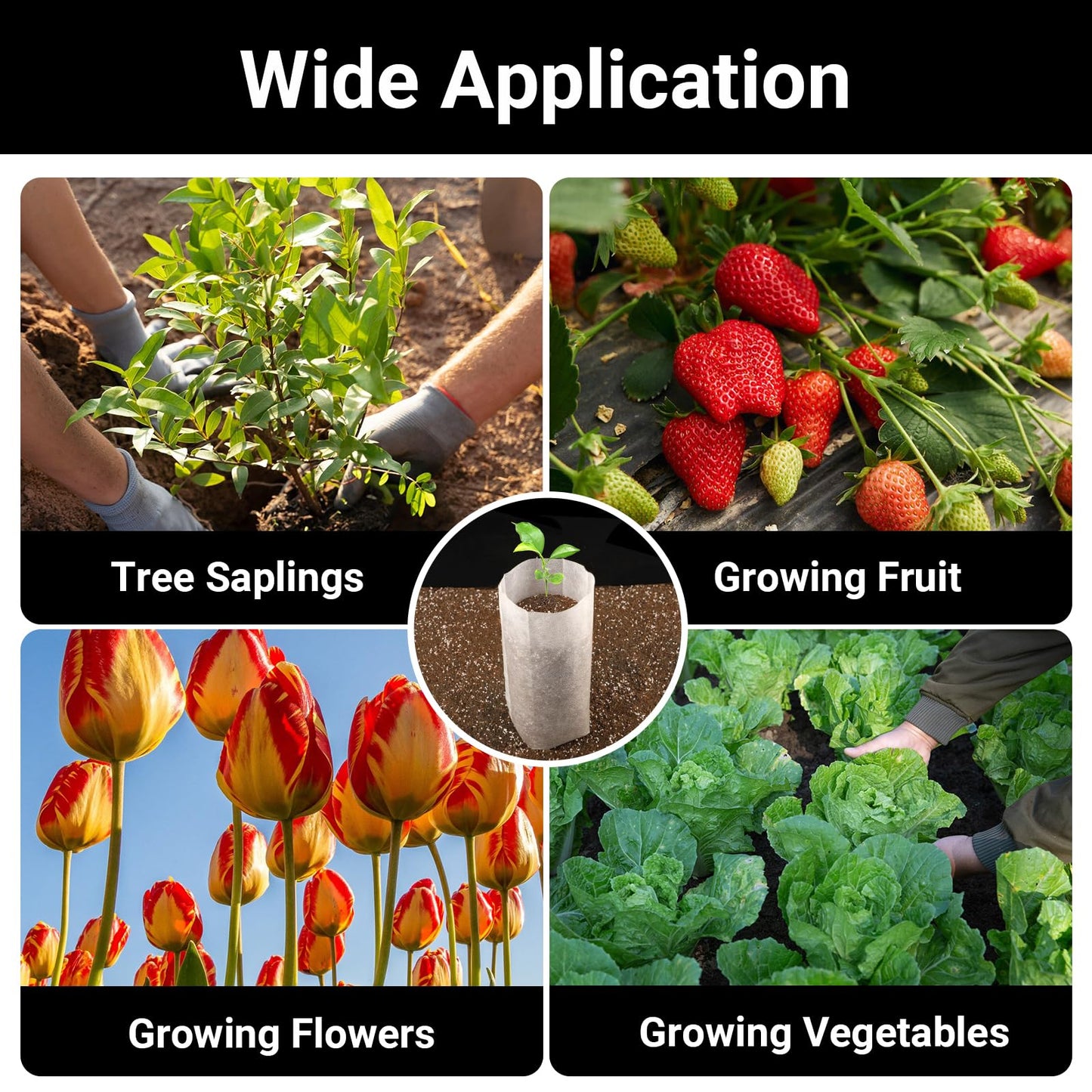 ENPOINT Fabric Grow Bags - 7.87x13.77 inches Breathable Seed Starter Plant Grow Bags for Seedling Pots, Nursery Pots for Plants, 50pcs