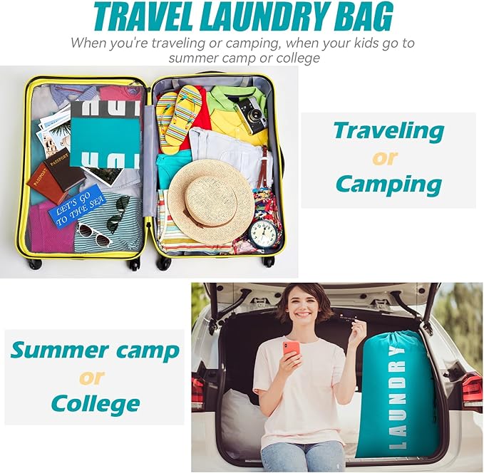 Laundry Bag, 2 Pack Travel Laundry Bags
