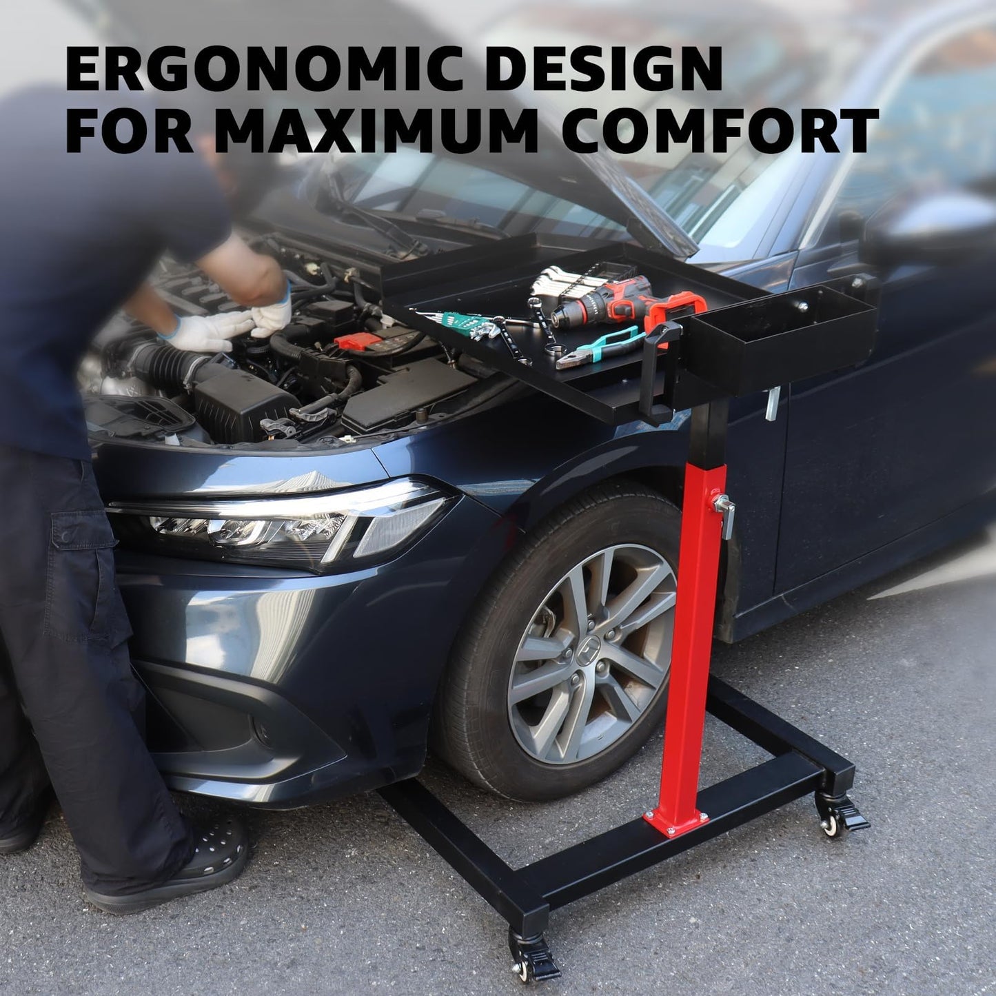 BESTOOL Mobile Work Table Adjustable 32''to 50''