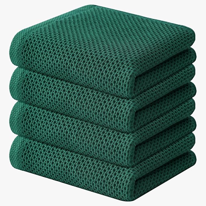 Kitinjoy 100% Cotton Waffle Weave Kitchen Hand Towels