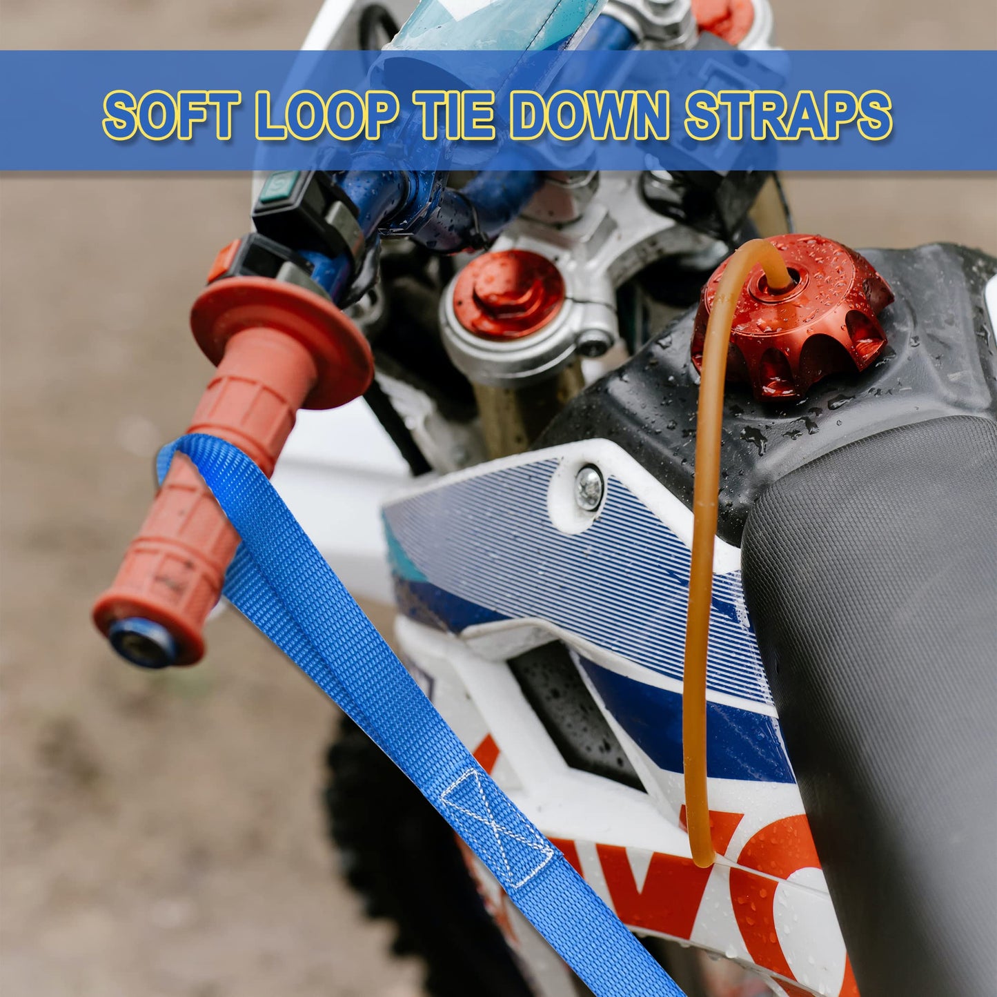 Cartman 16 Pack 1"x18" Soft Loop Motorcycle Tie Down Straps 3600lbs Load Capacity Tie-Down Loops for Secure Trailering of Bikes, ATV, Lawn Equipment, Blue