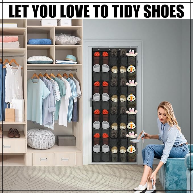 Windyun 40 Over the Door Shoe Organizer Large Breathable Mesh Pockets Hanging