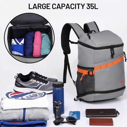 MIER Gym Backpack for Men Women, 35L Basketball Backpack with Shoe Compartment & Wet Pocket Waterproof Sports bag for Travel Workout, Gray