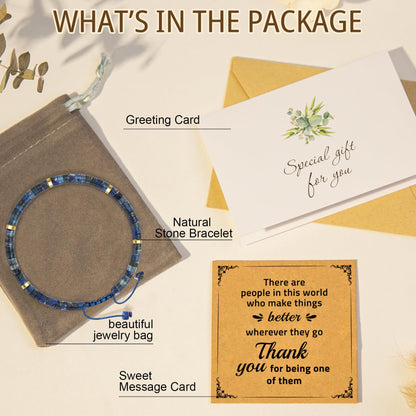 Thank You Gifts for Women, Inspirational Gifts Lapis Lazuli Bracelets Appreciation Gifts for Friends Teacher Coworkers Leader Boss Nurse, Grateful Gifts for Christmas Birthday Valentines Farewell Retirement Gifts