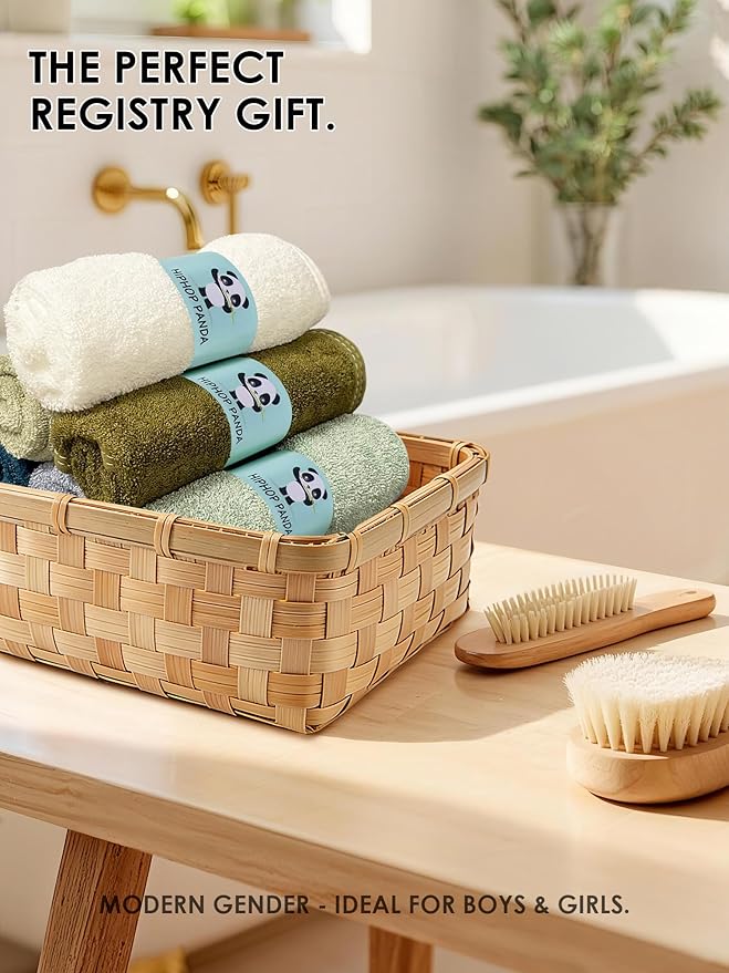 HIPHOP PANDA Baby Washcloths, Rayon Made from Bamboo