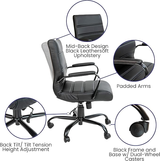 Flash Furniture Whitney Mid-Back Swivel LeatherSoft Desk Chair