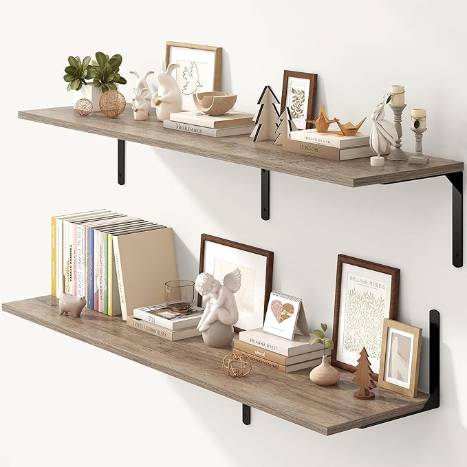 Fun Memories Floating Shelves for Wall, 12 Inch Deep Floating Shelves Set of 2