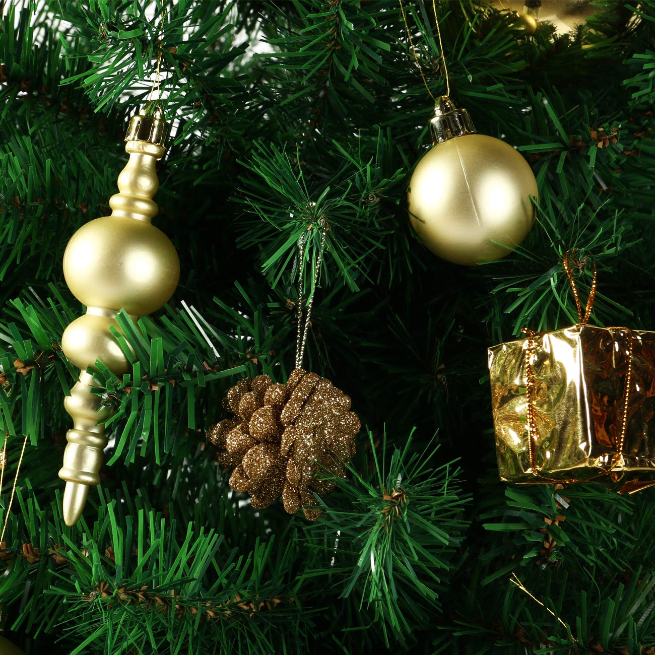 Sunnyglade 60ct Gold Christmas Tree Ball Ornaments Set Shatterproof Christmas Bling-Bling Hanging Decoration with Hand-held Gift Package for Xmas Tree Holiday Wedding Party (Gold)