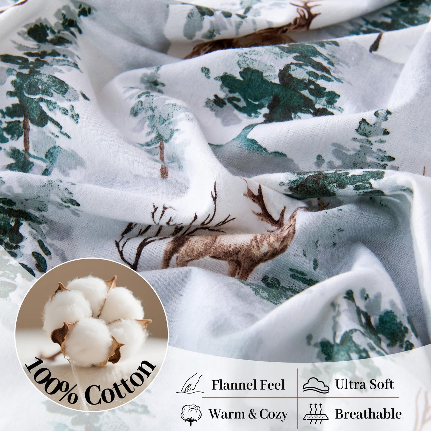 LANYETON 100% Cotton Flannel Sheets, Ultra Soft Cozy Warm Bed Sheets Set for All Season, 16" Deep Pocket, 3PC, Twin