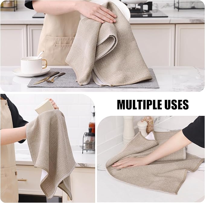 Homaxy Premium Kitchen Towels, Large Cotton Kitchen Hand Towels, Flat and Terry