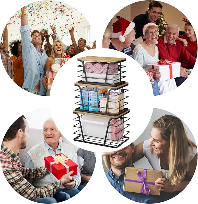 3 Pack Stackable Pantry Organizer, Trash Bag Dispenser Under Sink, Kitchen