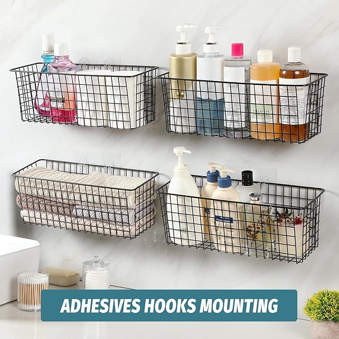 4 Set Hanging Wall Mount Storage Baskets