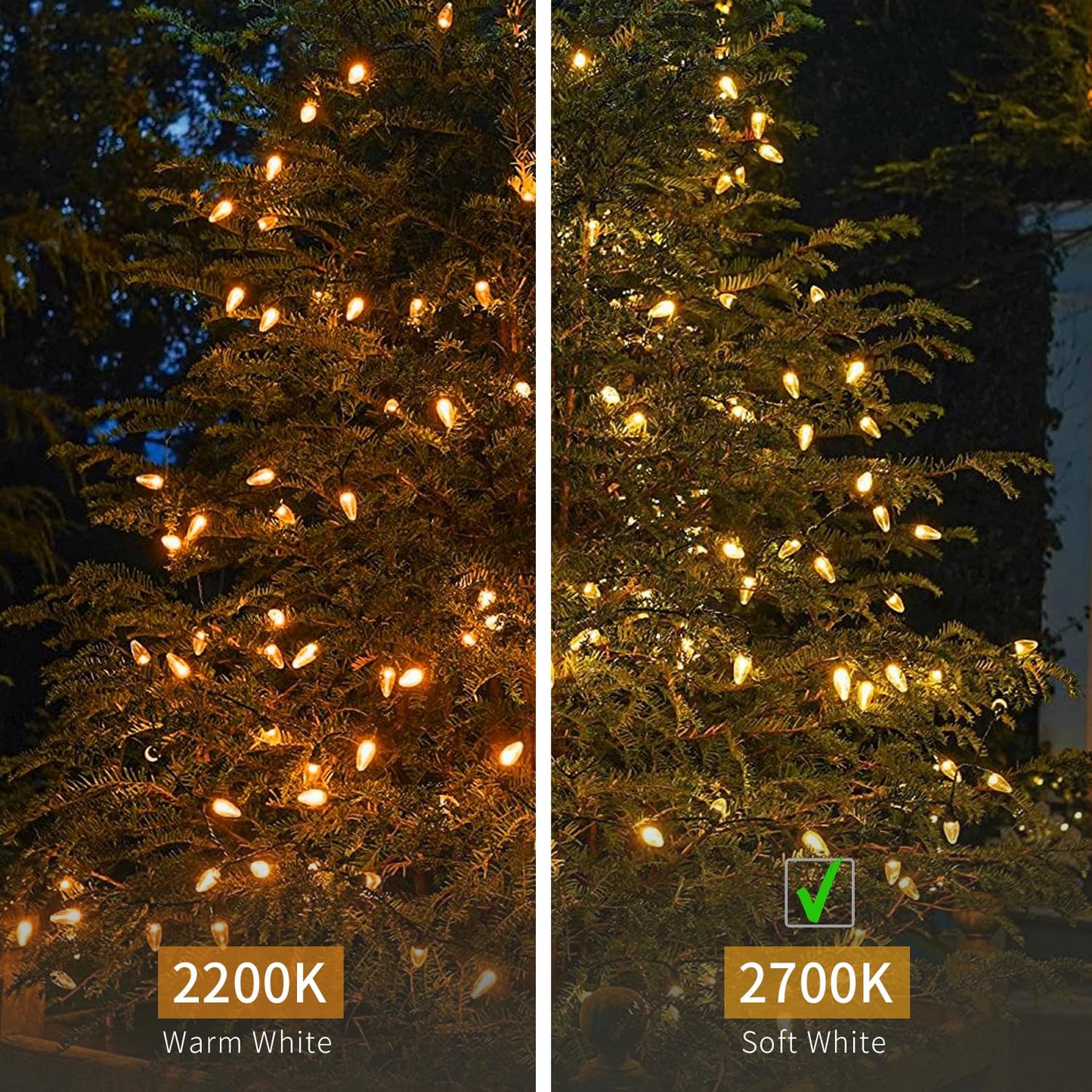 EMYMLITE C9 LED Christmas Light Bulbs, Shatterproof & Waterproof C9 LED Replacement Bulbs, 2700K Warm White Holiday Decor for Indoor & Outdoor Use, E17 Base (Warm White 100Pack)