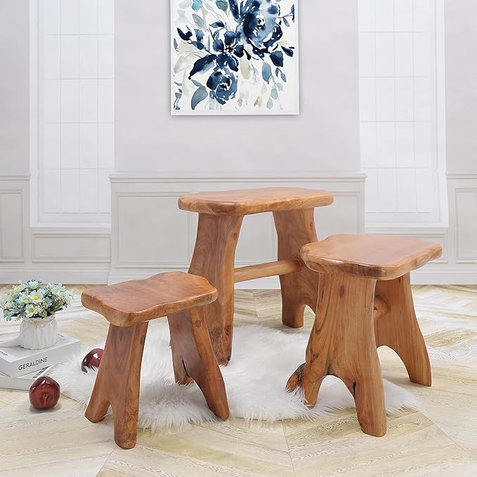 Natural Shape Stump Stool 12.5"x10"x12" Solid Wood Cedar Root End Table Rustic