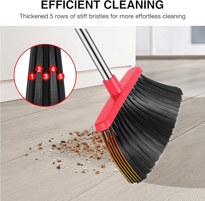 NACENA Broom and Dustpan Set, 52-in Long Adjustable Handle Broom Dustpan Combo