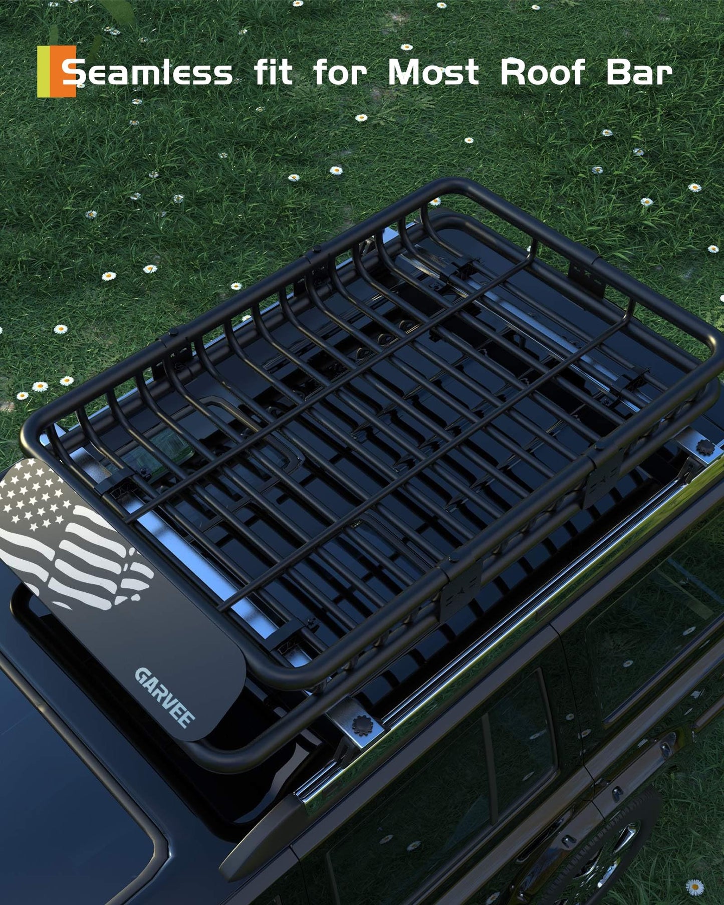 GarveeLife 46" x 36" Universal Roof Rack Basket, 200 Lbs Capacity Rooftop Cargo Carrier Basket with 15 Cubic Feet (44" x 34" x 17") Waterproof Luggage Bag, for Suvs, Trucks, Vehicles