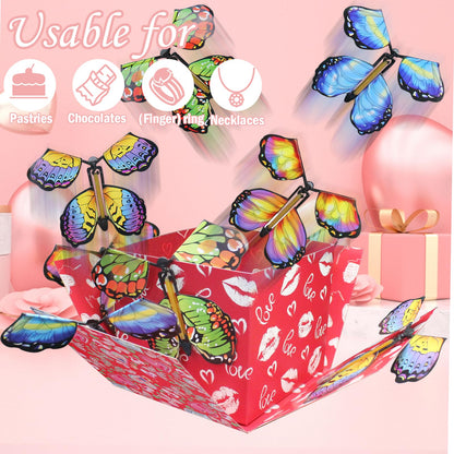 WUEURU Butterfly Explosion Gift Box,Flying Butterfly Surprise Gift Box,DIY Exploding Surprise Gift for birthdays, weddings, Mother's Day, Valentine's Day