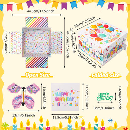 XLSXEXCL Birthday Explosion Gift Box, Flying Butterfly Surprise Gift Box, Surprise Butterfly Explosion Box, DIY Exploding Gifts Box for Birthdays, Wedding, Mother's Day, Anniversaries, 7.9x7.9x5.1in