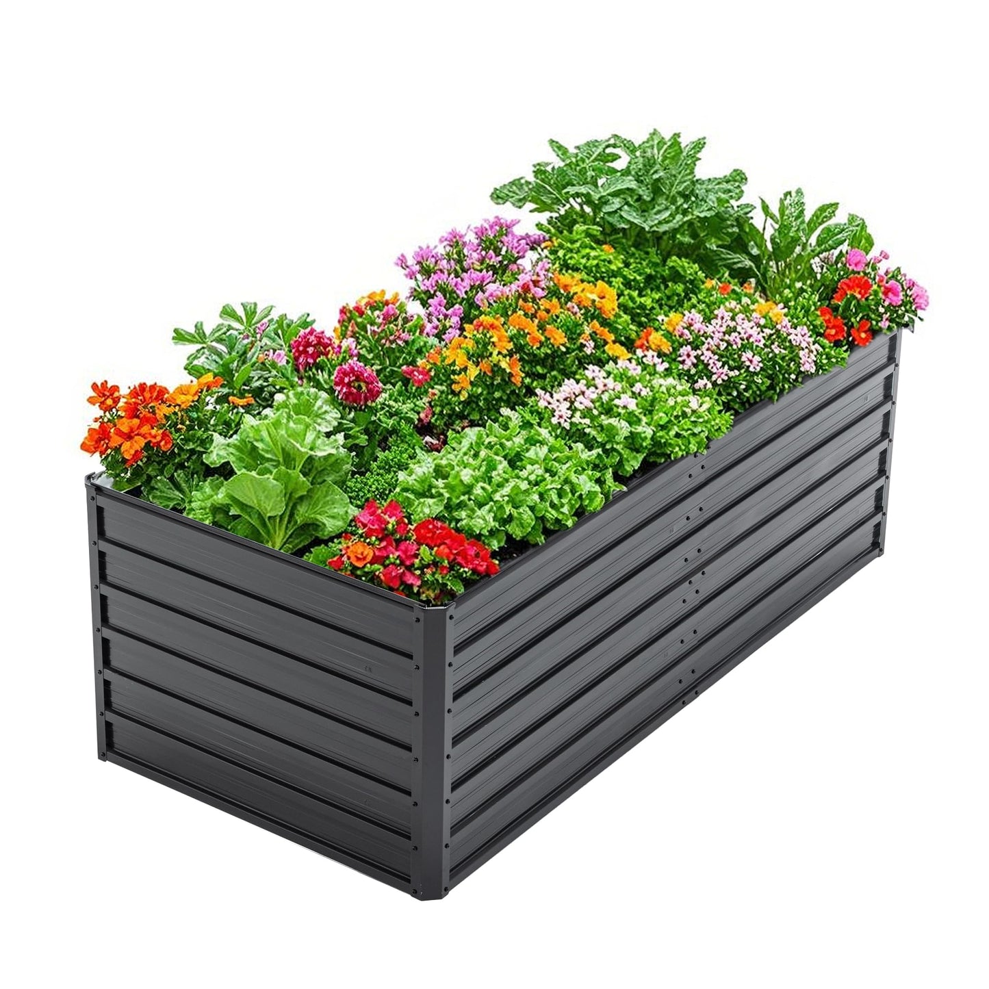 GFDGFD 6x3x2 FT Metal Raised Garden Bed, Large Galvanized Steel Planter Box with Reinforcing Rods, Rustproof Outdoor Raised Beds for Vegetables, Herbs, Flowers, and Succulents, Easy Assembly