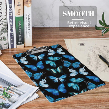 Personalized Clipboard,Custom A4 Letter Size Clipboard with Your Photo,Picture,Text,Logo for Office Work,Medical,School 12.4"X8.7" Blue Butterflies Style