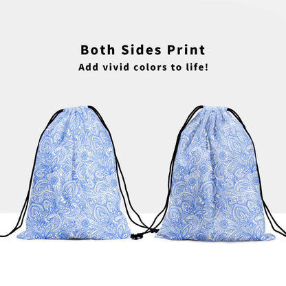 Blue White Floral Grip Bag - Traditional Flower Grip Bags for Gymnasts with Teal Flowers, Adjustable for Personal Equipment