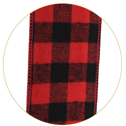 Christmas Checked Tree Topper,48x13 Inches Large Toppers Bow,Red and Black Plaid Buffalo Decorative Bows for Christmas Decoration (Red and Black Plaid)