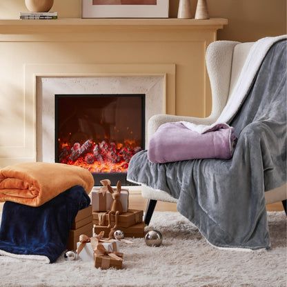 Bedsure Sherpa Fleece Throw Blanket - Fluffy Microfiber Solid Blankets for Bed and Couch Throw/Single Size, Silver Grey, 130x150cm