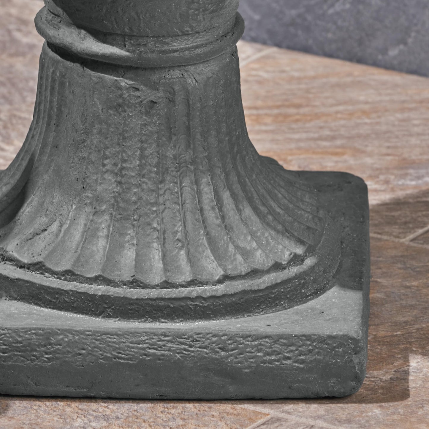 PETALORE Antique Gray Large Urn Planter Outdoor, Tall Pedestal Planters for Outdoor Plants, Classic Roman Garden Urn Flower Pot with Square Base, Magnesium Oxide Faux Stone Planter for Patio or Porch