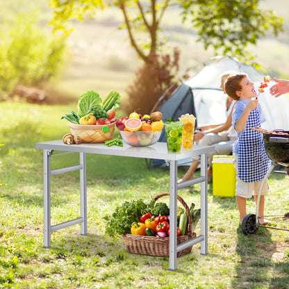 GAOMON 36" Folding Stainless Steel Table, 520 LBS Single Tier Commercial Worktable Workstation for Prep & Work, NSF Stainless Steel Kitchen Island for Home Kitchen Restaurant Garage Warehouse