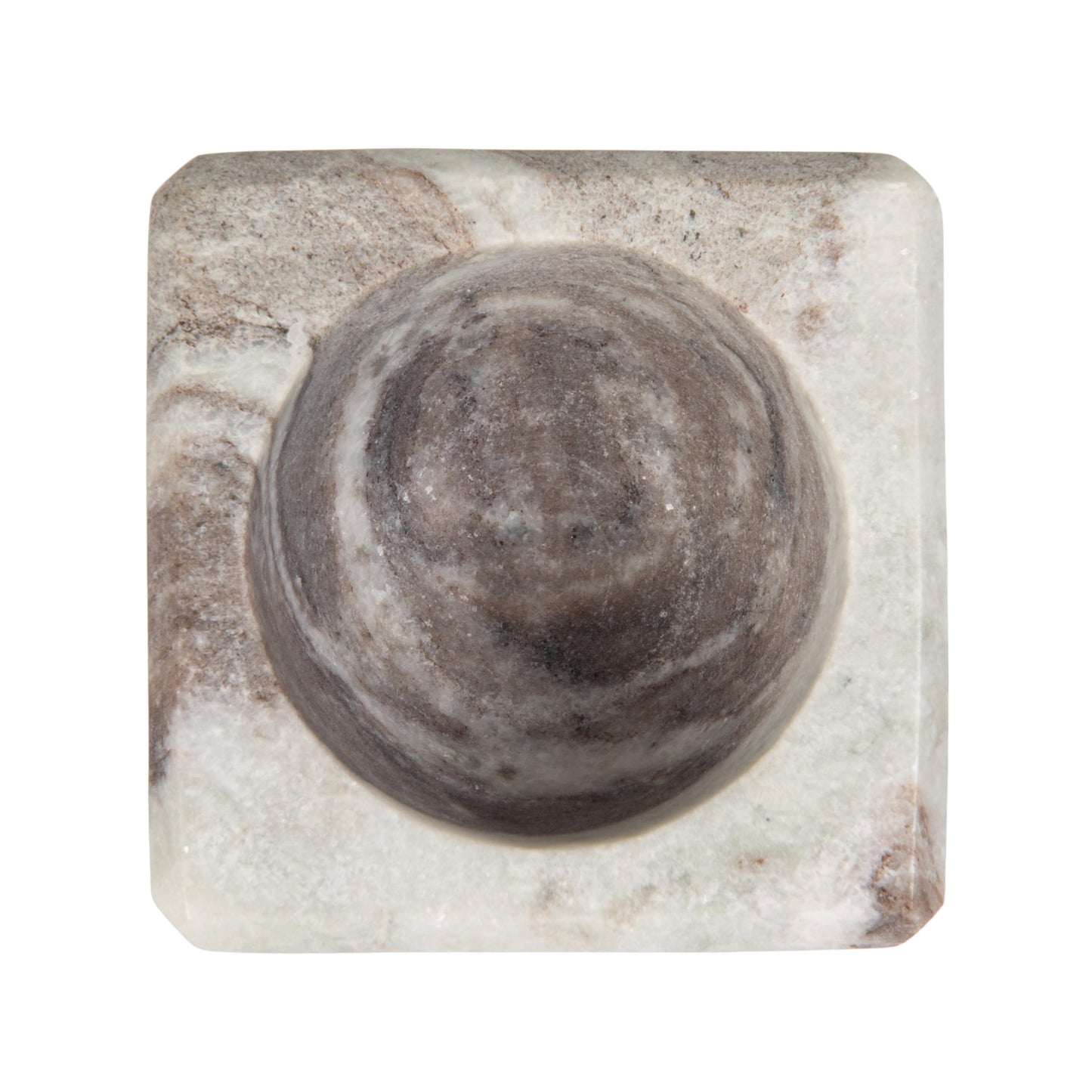 Creative Co-Op Square Marble Bowl with Stainless Steel Spoon, Brown
