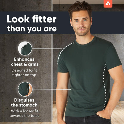FM London 3/5-Pack Mens T Shirt - Premium Weight T-Shirts for Men with Lightly Fitted Design - Super Soft - Made with 100% Cotton - Stretch Fit for Any Occasion - Durable Comfort Fit