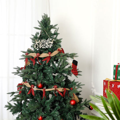 9 FT Christmas Rustic Burlap Garland Metal Sleigh Bells Garland Plaid Ribbon Country Charm Jingle Bells Hanging Checked Buffalo Decor for Christmas Holiday (Black and Red)