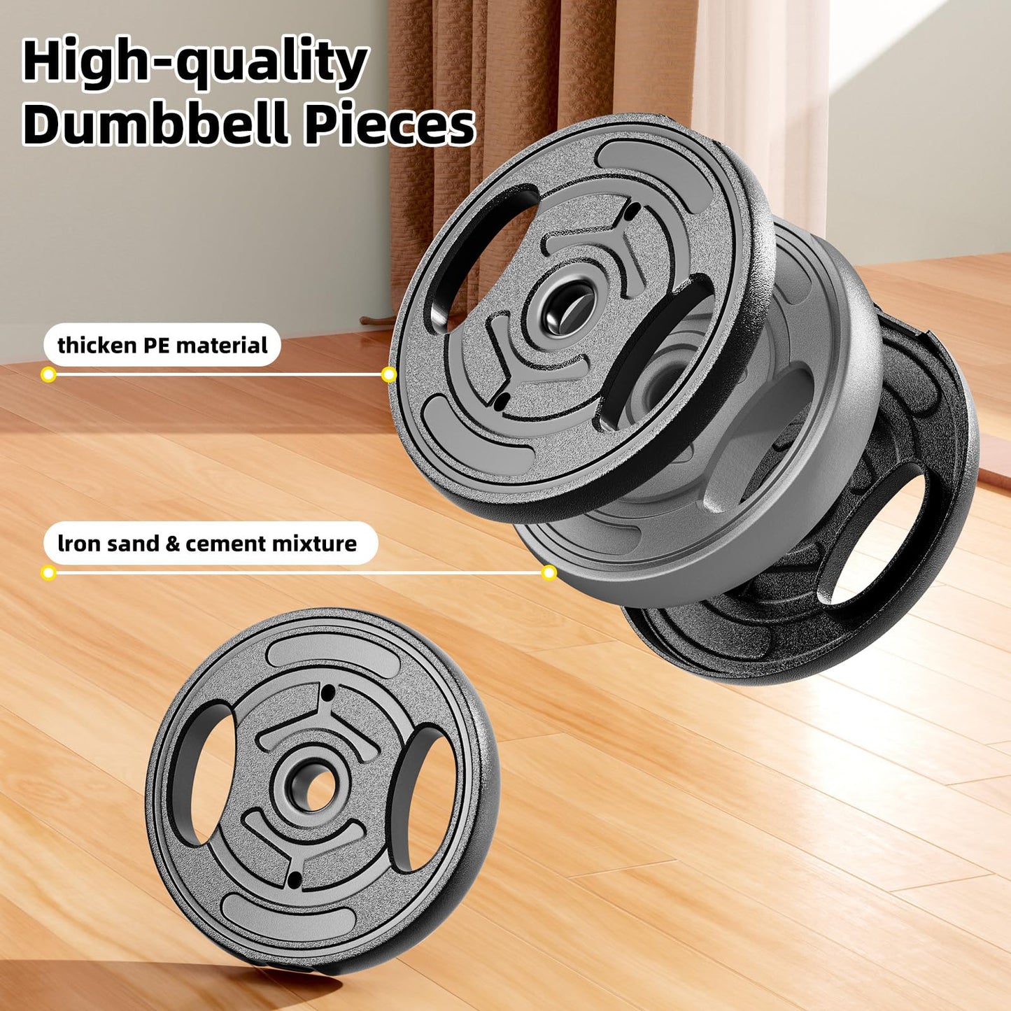 HUAYA Adjustable Dumbbell Set, 10-90lbs Free Weights with Connector – 4 in 1 Dumbbells, Barbell, Kettlebell & Push Up Stand, Adjustable Weights Set for Home Gym Fitness Equipment for Men & Women (Orange 30lbs (15lbs*2))