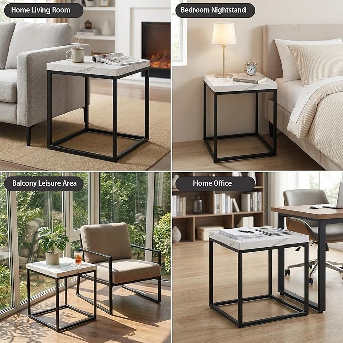 CENSI 18-Inch Marble Accent End Table/Side Table